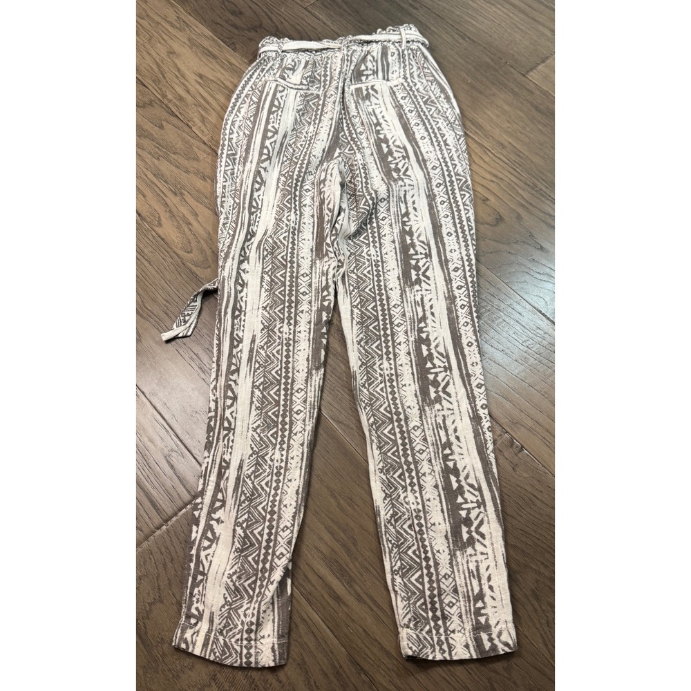 Cali 1850 Paperbag Waist Pants XS Linen Viscose Geometric Print - Picture 8 of 10
